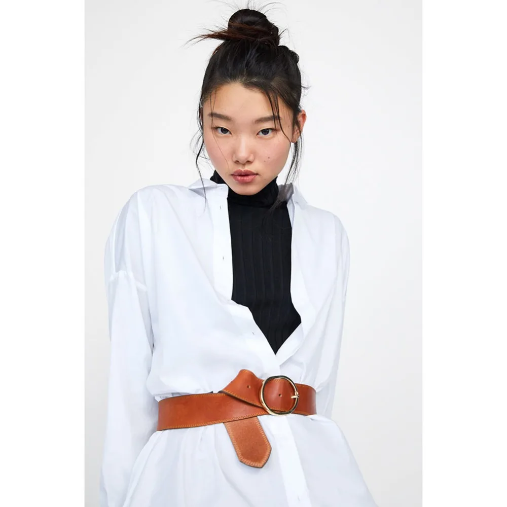 

Vedawas New Za Leather Belts For Women Boho Gold Buckle Waist Belts 2019 Trendy Luxury Statement Belly Chain Jewelry xg2472