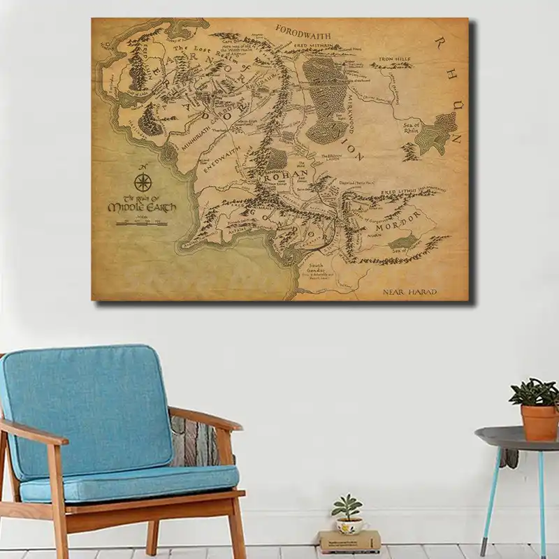 Lord Of The Rings Hd Middle Earth Map Wallpapers Art Canvas Poster