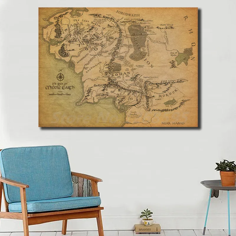 

Lord Of The Rings HD Middle Earth Map Wallpapers Art Canvas Poster Painting Wall Picture Print Home Bedroom Decoration Artwork