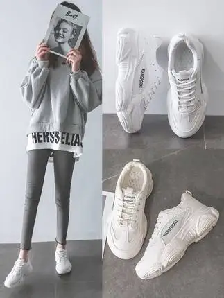 

2019 spring new women's shoes sports shoes women ins wild net red breathable students super fire white shoes old shoes