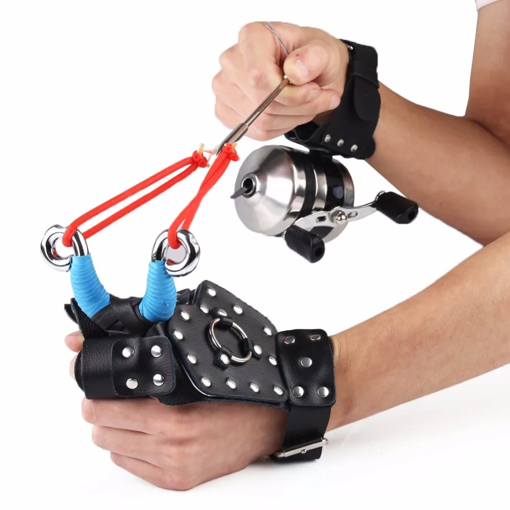 

Set of Shooting Bow Fishing Slingshot Catapult Hunting Set with Reel Spincast Gear Ratio 3.3:1