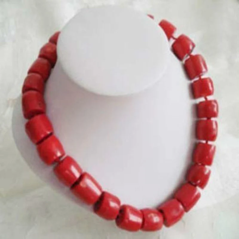

High-quality grace excellent Hot! AAAAA Lovely! Tibet Red Coral Silver Necklace large beads 18" R78R