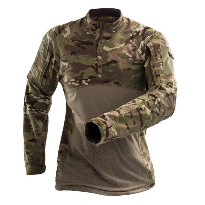 Тактические хлопковые футболки, мужские армейские зеленые армейские камуфляжные футболки, мужские военные футболки с длинным рукавом, мужские охотничьи футболки, верхняя одежда