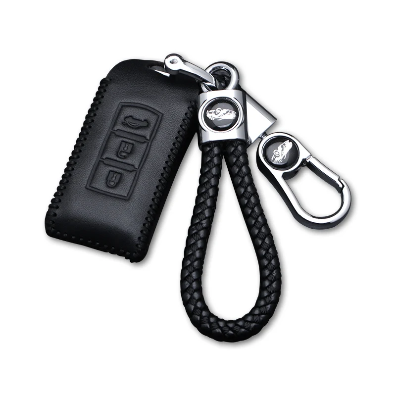 

Leather Key Fob Shell Cover Case Car Remote Key Holder Protector For Mitsubishi Outlander 2019 Car-styling