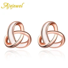 Элегантный и белой эмалью в виде креста серьги-гвоздики Для женщин модные розово-золотые ювелирные изделия eco-friendly