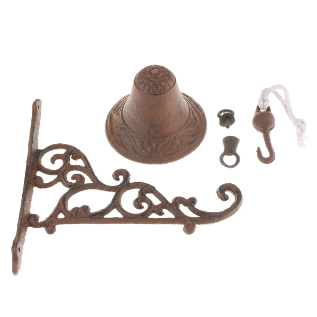 Vintage Style Brown Metal Iron Doorbell Wall Mounted Garden Home Yard Decoration, Little Bells