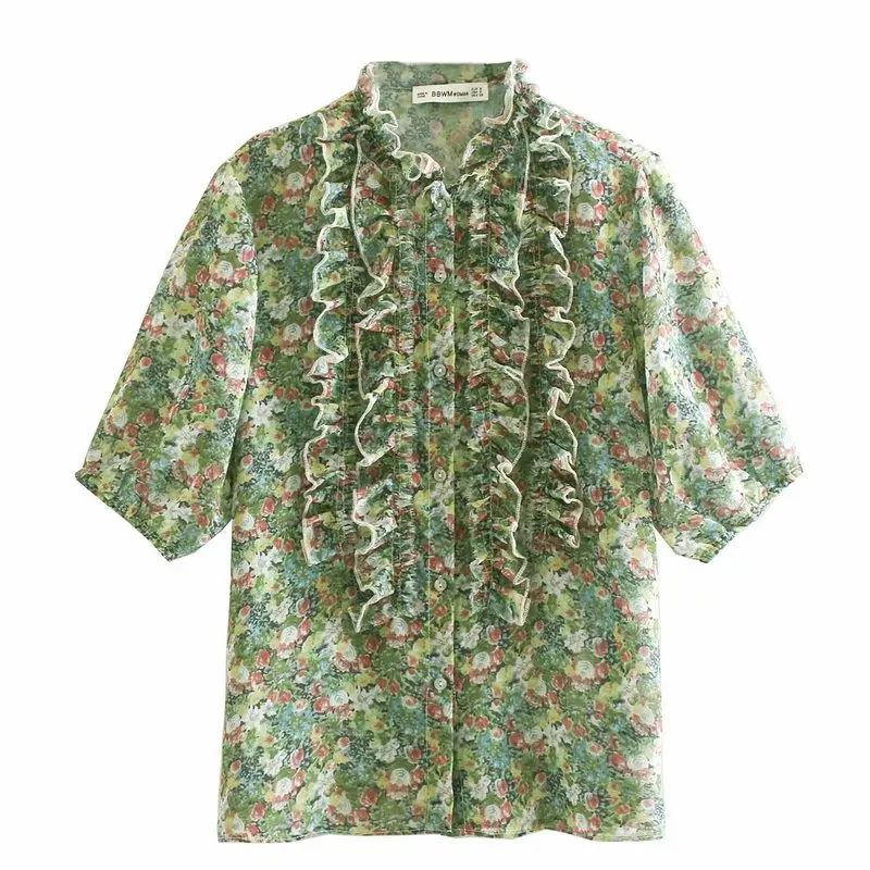 

Fashion women BB40-9364 European and American Fashion Blossom Printed Shirts