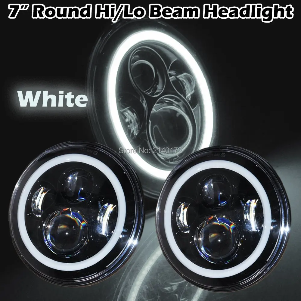 7 ''Led Car Motorcycle Drl Fendinebbia White Angel Eyes Ip67 Per Harley Jeep Wrangler Jk Hummer 7 Pollici Round Led Headlight 40W