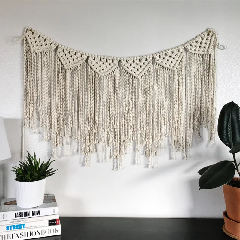 85cm x 76cm Macrame Wall Art Handmade Cotton Wall Hanging Tapestry with Bohemia Home Wedding
