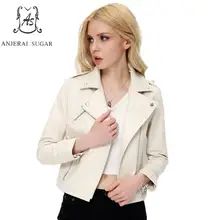 Осенняя Овчина натуральная кожа куртка женская черная и белая с отложным воротником свободное мотоциклетное кожаное пальто на молнии Короткая куртка