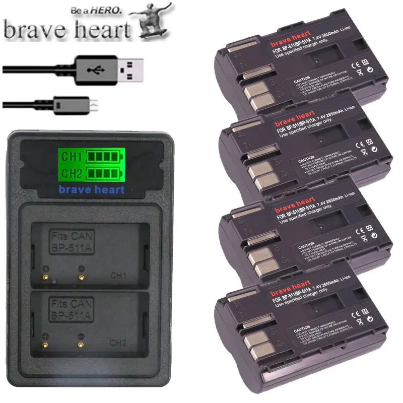 

Bateria BP-511A BP-511 BP 511 511A BP511A Battery + LCD Dual USB Charger for Canon G6 G5 G3 G2 G1 EOS 300D 50D 40D 30D 20D 5D