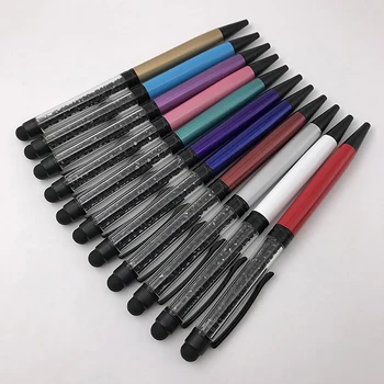 

10pcs/lot Mixed Color Black Crystal Ballpoint Pen Touch Screen Stylus Ball Pen for Ipad Iphone Gift School Office Supplies
