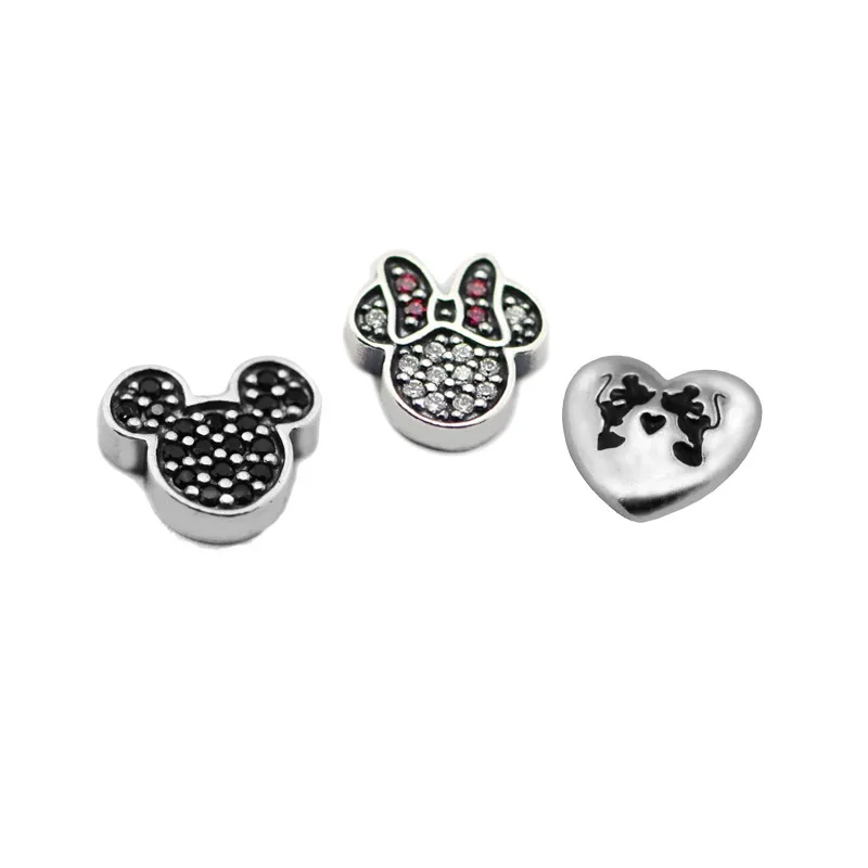

Pandulaso Cartoon Mouse Colorful Small Petites Fit Floating Locket Necklaces & Pendants Women Fine Silver 925 Jewelry DIY Beads