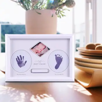 

Baby Newborn Hand and Foot Prints Full Moon Hundred Days Infants Commemorative Frame Wooden Photo Frames Gifts