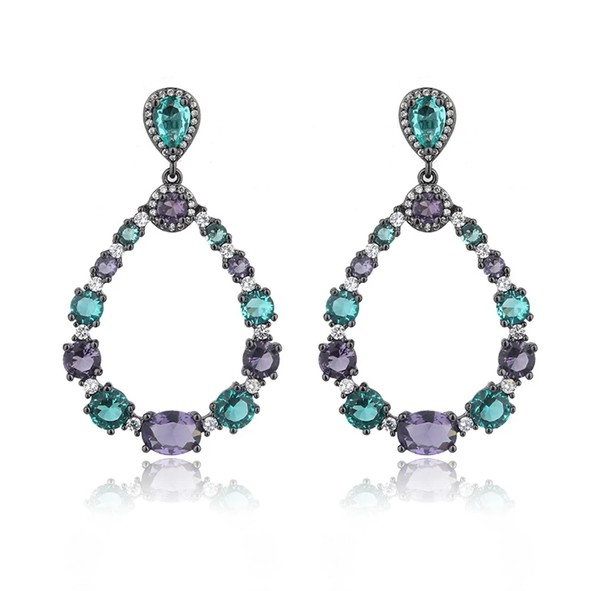 

3 Colors Shiny Big Water Drop Long Earrings AAA Cubic Zirconia Crystal Drop/Dangle Earrings for Women Female