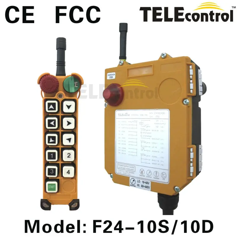 

315MHz 433MHz Receiver&Transmitter F24-10S Single Speed Button Industrial Remote Control Crane