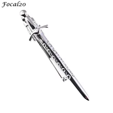 

Focal20 Trendy Copper Sword Machete Tie Clip Silver Color Male Tie Clip High Quanlity Jewelry for Men