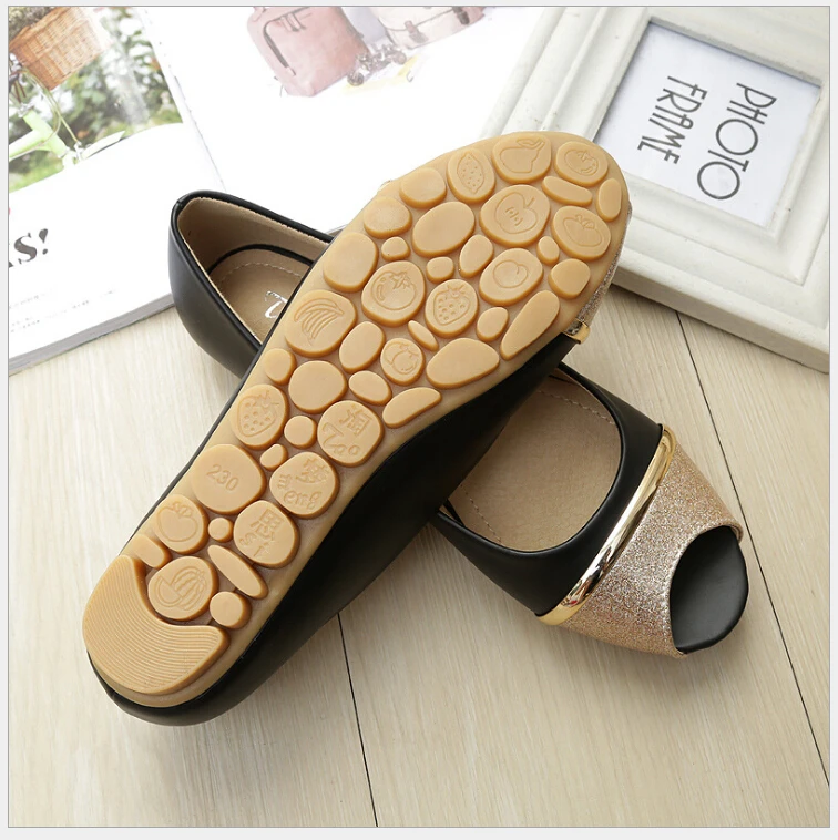 Casual Peep Toe Women Flat Shoes Summer Black Shoe Slip On Ladies Boat Shoes Plus Size 33-43