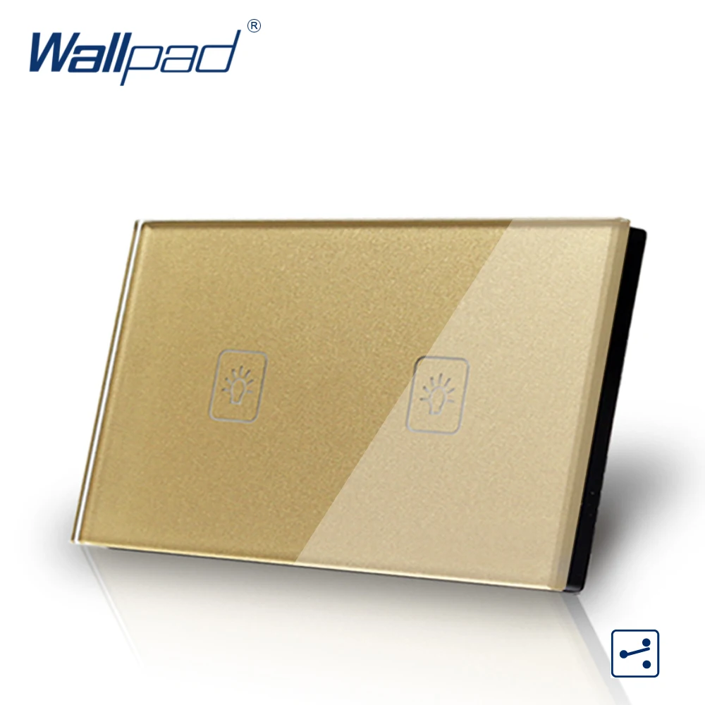 2 банды Way 3 Gold AU US Стандартная кнопка переключения 118*72 мм Wallpad Кристалл Двойное