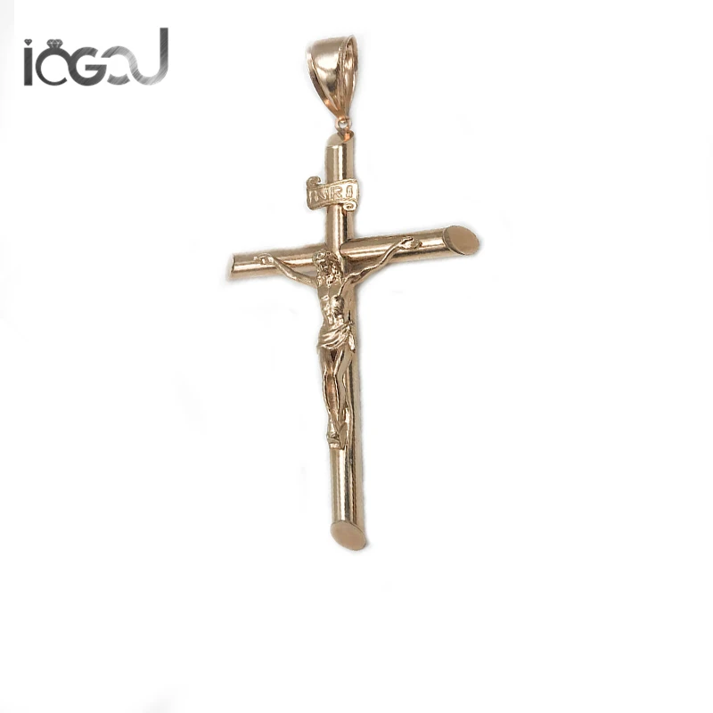 

IOGOU Religion Jesus Vintage Cross Pendant Wedding Party Hiphop 925 Sterling Silver Pendent Ladies men Gift Rose Gold Color
