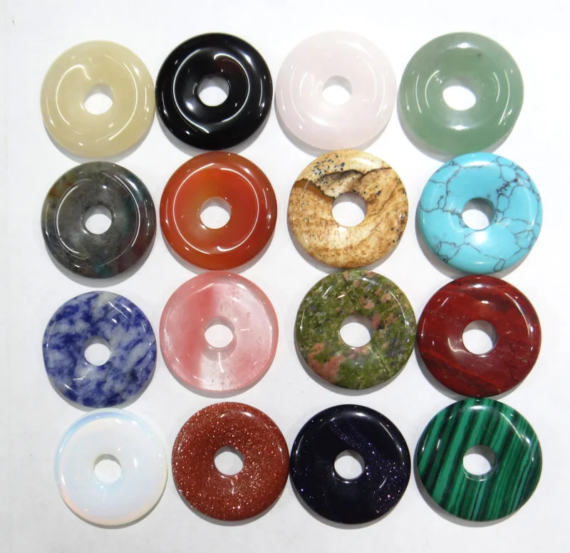 

wholesale 25mm Natural Stone malachite crystal agates Circle Round Disk pendant 12pcs Charms For DIY Necklace Jewelry making