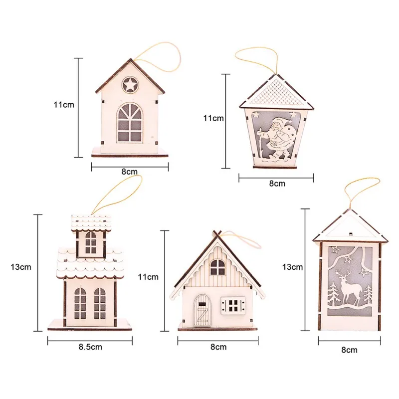 Веселый Рождественский фестиваль мини светодиодный светильник деревянный дом Рождественская елка висячие украшения Праздник хороший рождественский подарок свадебное украшение