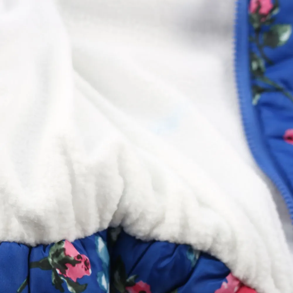Free Shipping Toddler Kids Baby Grils Boys Sleeveless Floral Print Hooded Warm WaistCoat Tops Autumn Winter Outside Vest Clothes