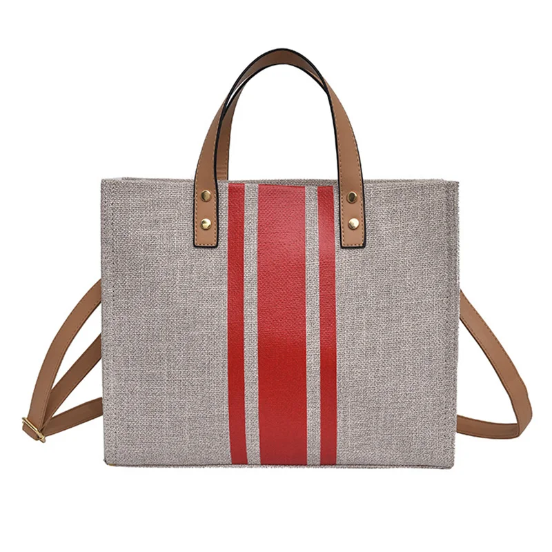 Women Patchwork Handbag INS Popular Female Holiday Canvas Bag Large Lady Korean Shopping Shoulder Bag Beach Fashion Bolsa SS7336 (1)