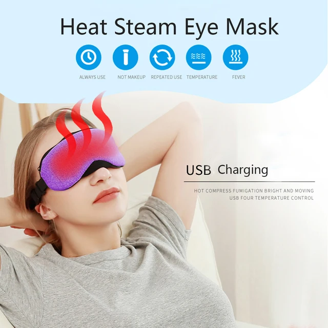 USB Heat Steam Eye Mask Temperature Control Dry Tired Compress Heating