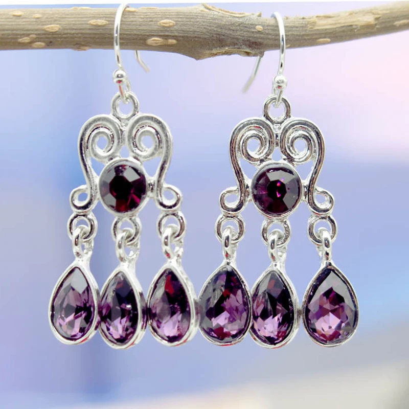 

Vintage Ethnic Purple Water Earrings For Women Wedding Jewelry Bohemian Boucles Earrings Brincos Boucles d'oreilles BijouxO5M053
