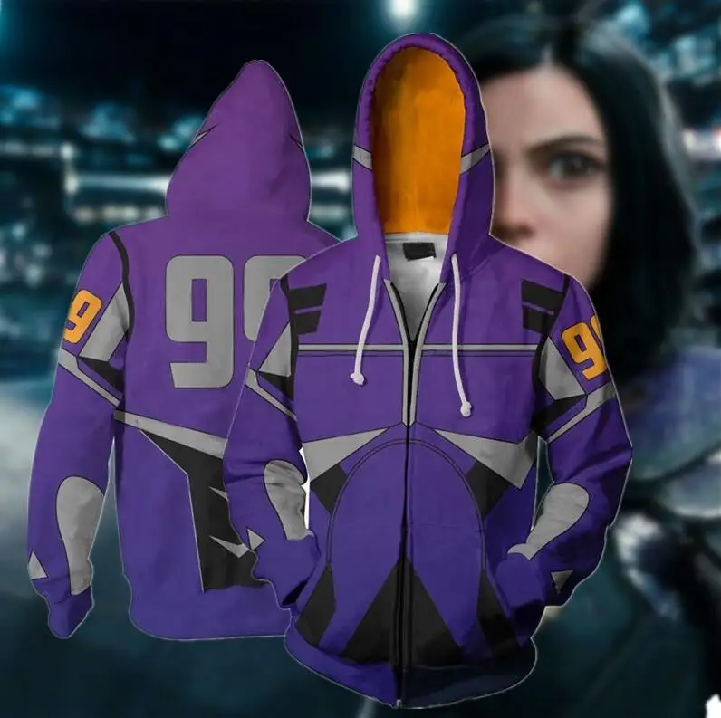 Толстовка с капюшоном 3D принтом Alita: Battle Angel женские костюмы для косплея толстовки