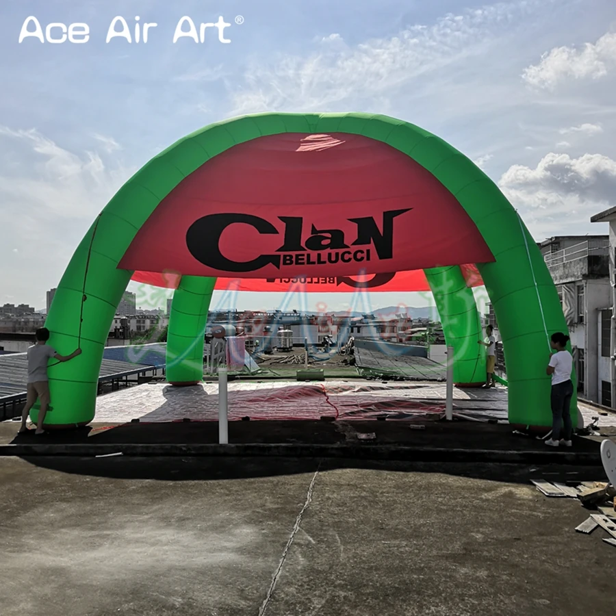 

Custom 12m diameters x6m H with 4 legs in red and green inflatable spider tent for Italy