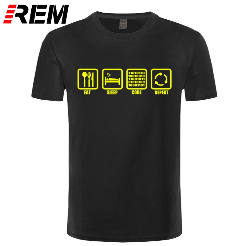 REM ropa Eat Sleep código repetir regalo para Geek programador Hacker Camiseta Hombre algodón manga corta Camiseta Top Camiseta REM ropa Eat Sleep código repetir regalo para Geek programador Hacker Camiseta Hombre algodón manga corta Camiseta Top Camiseta
