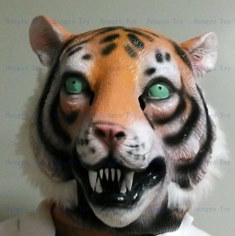 

2013 Hot Selling Realistic Full Head Carnival Mask Celebrations Party Adult Cap Tiger Mask