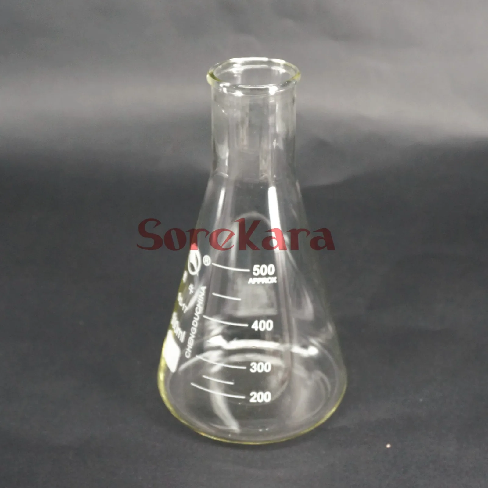 Коническая колба Erlenmeyer из боросиликатного стекла с широким горлом 500 мл для