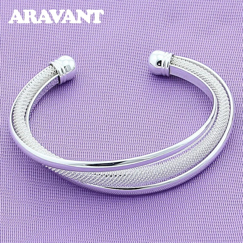 

925 Silver Jewelry Fashion Twisted Weave Bangles For Women Wedding Jewelry