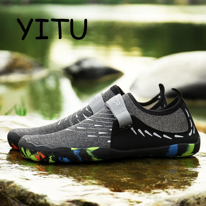 YITU الرجال الصيف الشاطئ رياضية في الهواء الطلق أكوا أحذية تنفس امرأة النعال المنبع أحذية المياه جوارب الغوص تنيس Masculino