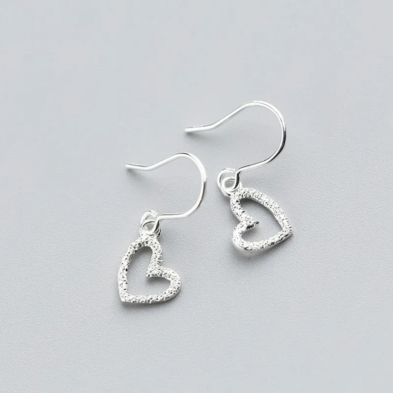 2018 Women 100 925 Real Sterling Silver 20mmX7mm Hollow Heart Stud Earrings Fashion Girl Lady