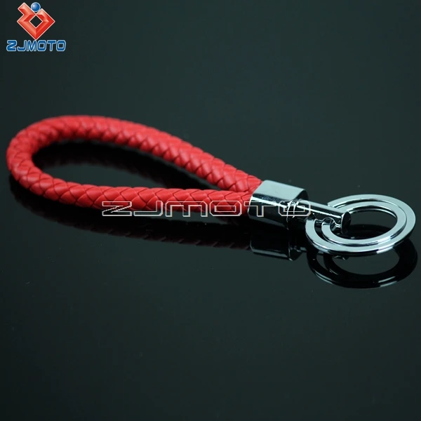 

ZJMOTO High Quality Red Fashion PU leather Keychain for Car Motorcycle Bike Fashion Sports key Rings Surprise Gift Free shipping