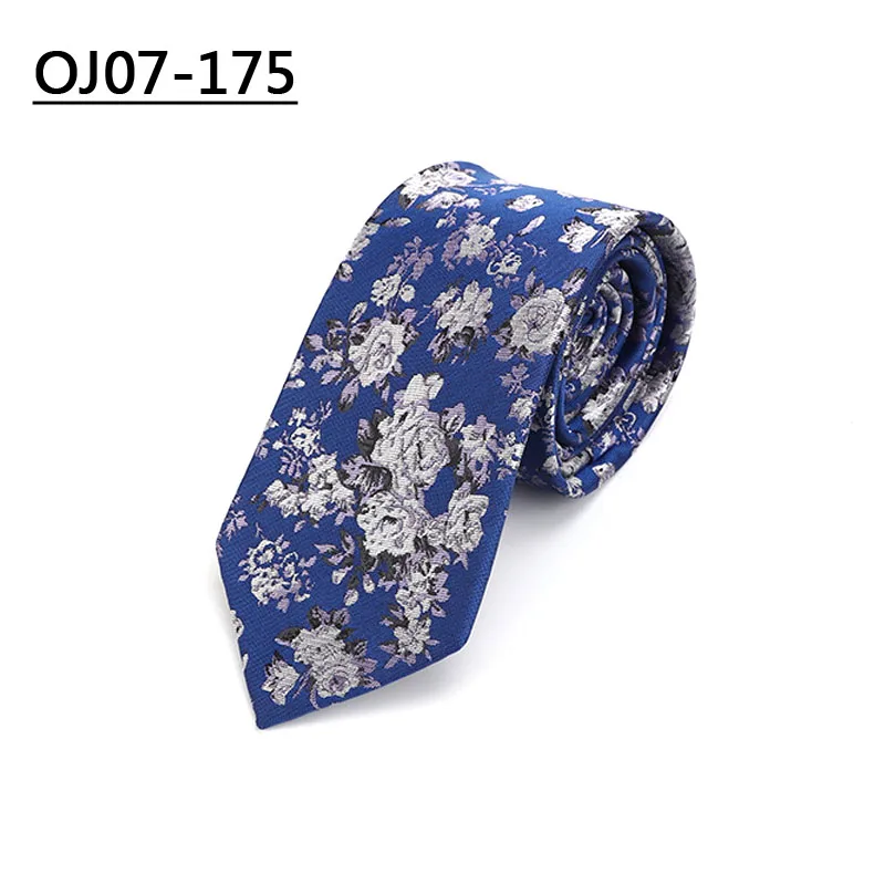 YISHLINE Новые 7 см галстуки красные синие цветочные галстуки для мужчин Свадебная вечеринка рубашка костюм жениха Длинный Галстук полиэстер шелк жаккард - Цвет: OJ07-175