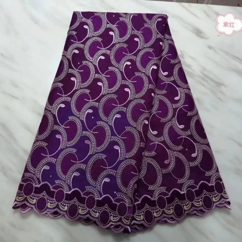 

5Yards/pc High quality purple african cotton fabric lattice pattern embroidery swiss voile lace fabric for dress BC66-7