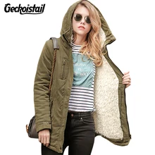 Geckoistail 2017 New Fashional Women jacket Thick Hooded Outwear Medium-Long Style Warm Winter Coat Women Plus Size Parkas