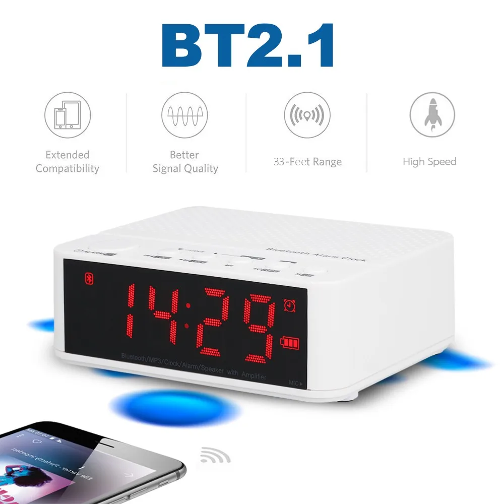 Настольные беспроводные bluetooth колонки будильник fm радио tf карта mp3 плеер линия