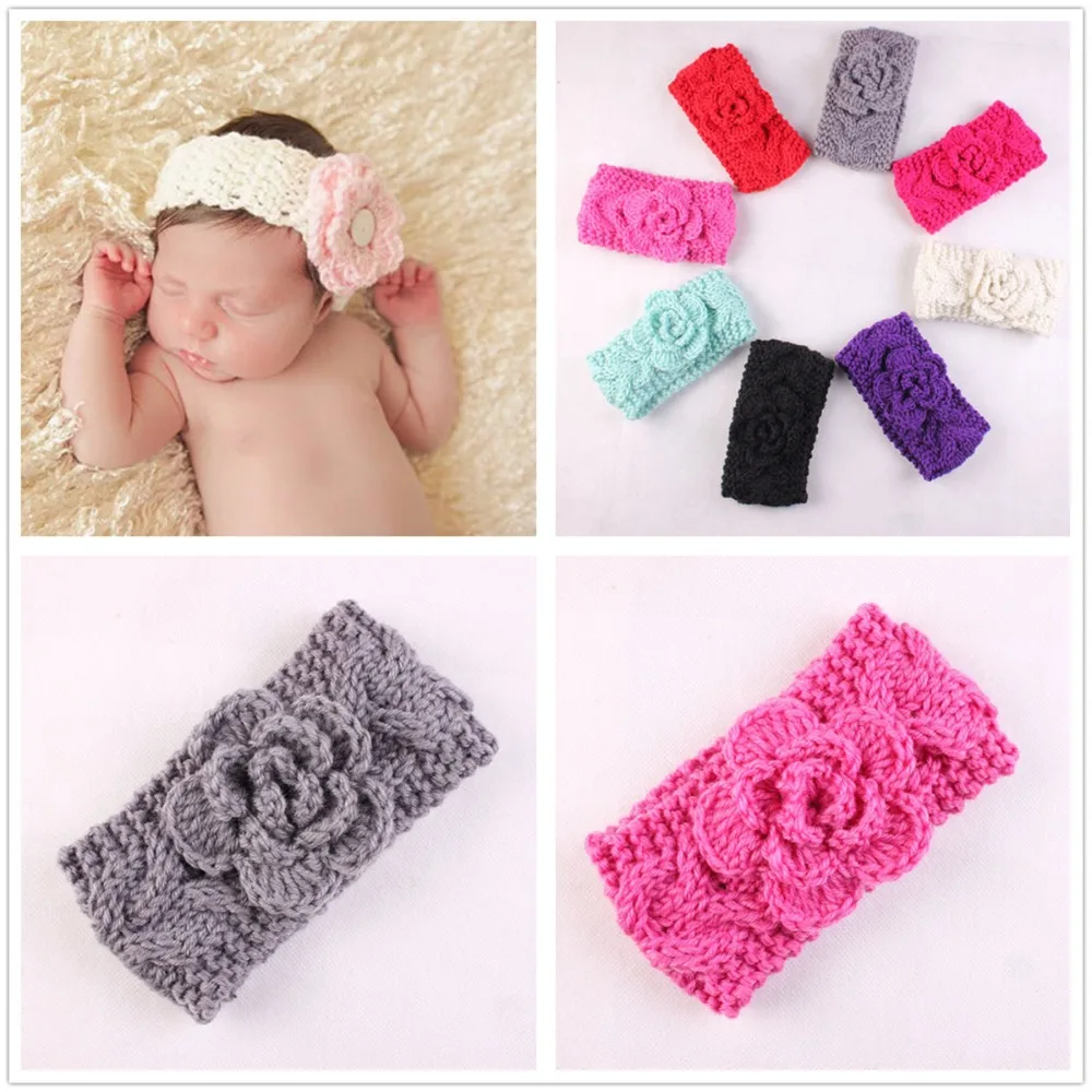 Newborn Knitted Headband Crochet Winter Warm Hairband Cute Hair Band Headwrap