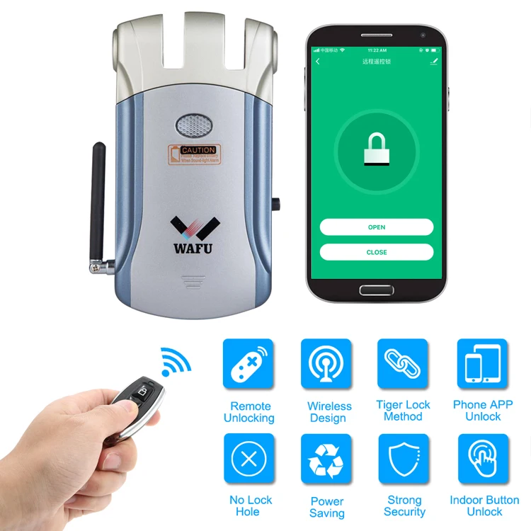

WAFU 008W Wireless WIFI Smart Door Lock Keyless Entry Electronic Door Lock APP Remote Unlock With 4 Remote Keys