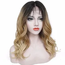 StrongBeauty женский синтетический парик на кружеве темные корни клубника блонд Омбре натуральная волна длинные волосы парики