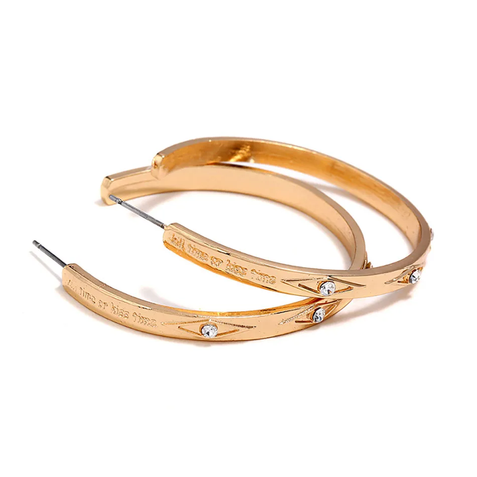 4 Matte Gold Open Hoop Earrings For Women Hyperbole Geometric Circle Hoops Minimalist Metal Letter Big Dangle Earrings