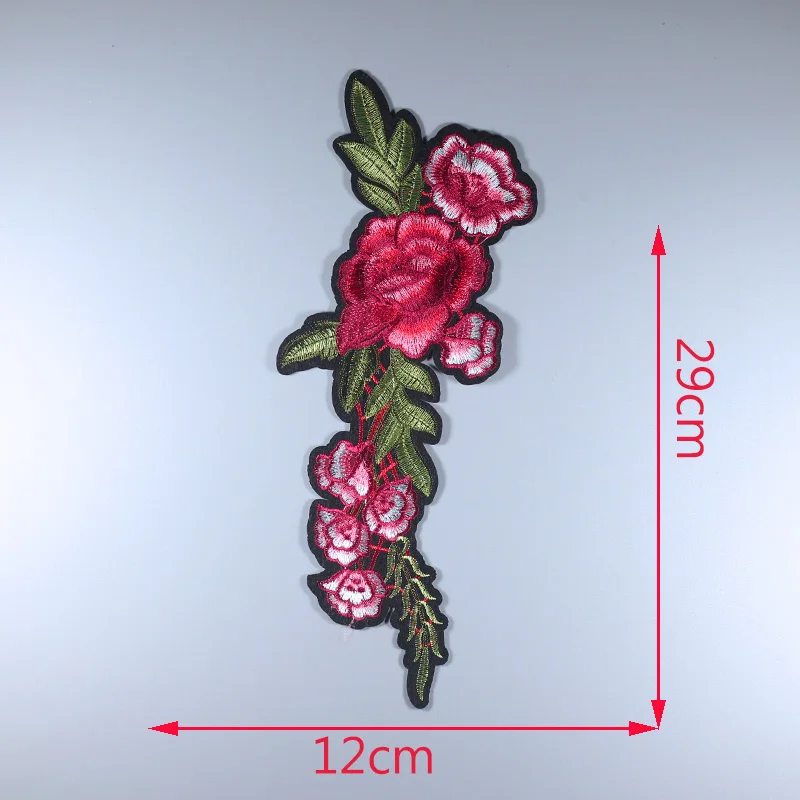 Большой розовый цветок красивый красный цветной симметричный Железный вышитый патч ткань мультфильм значок одежда аппликации DIY аксессуары