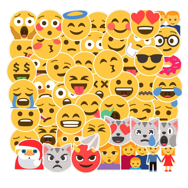 

50PCS Kawaii Smile Emoji Stickers Scrapbooking Mobile Phone Laptop Pegatinas DIY Sticker Classic Toy For Children Birthday Gifts