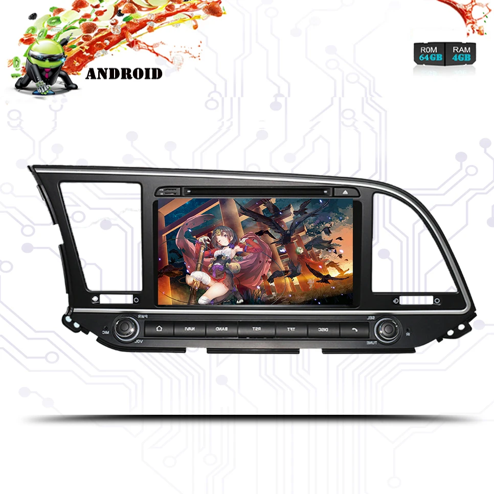 Sale Autoradio 4GB ram+64GB rom Android 9.0 car dvd player for Hyundai Elantra 2016 2017 2018 multimedia radio gps Car PC CD SD DVD 1
